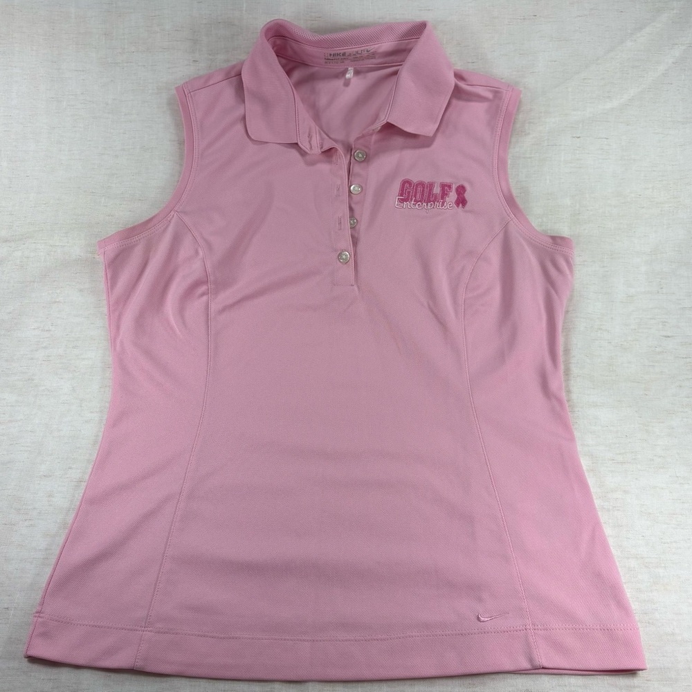 Nike Women’s Pink Sleeveless Golf Polo Medium